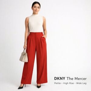 NWT Sz 8 DKNY The Mercer • High Rise • Wide Leg • Double Pleat